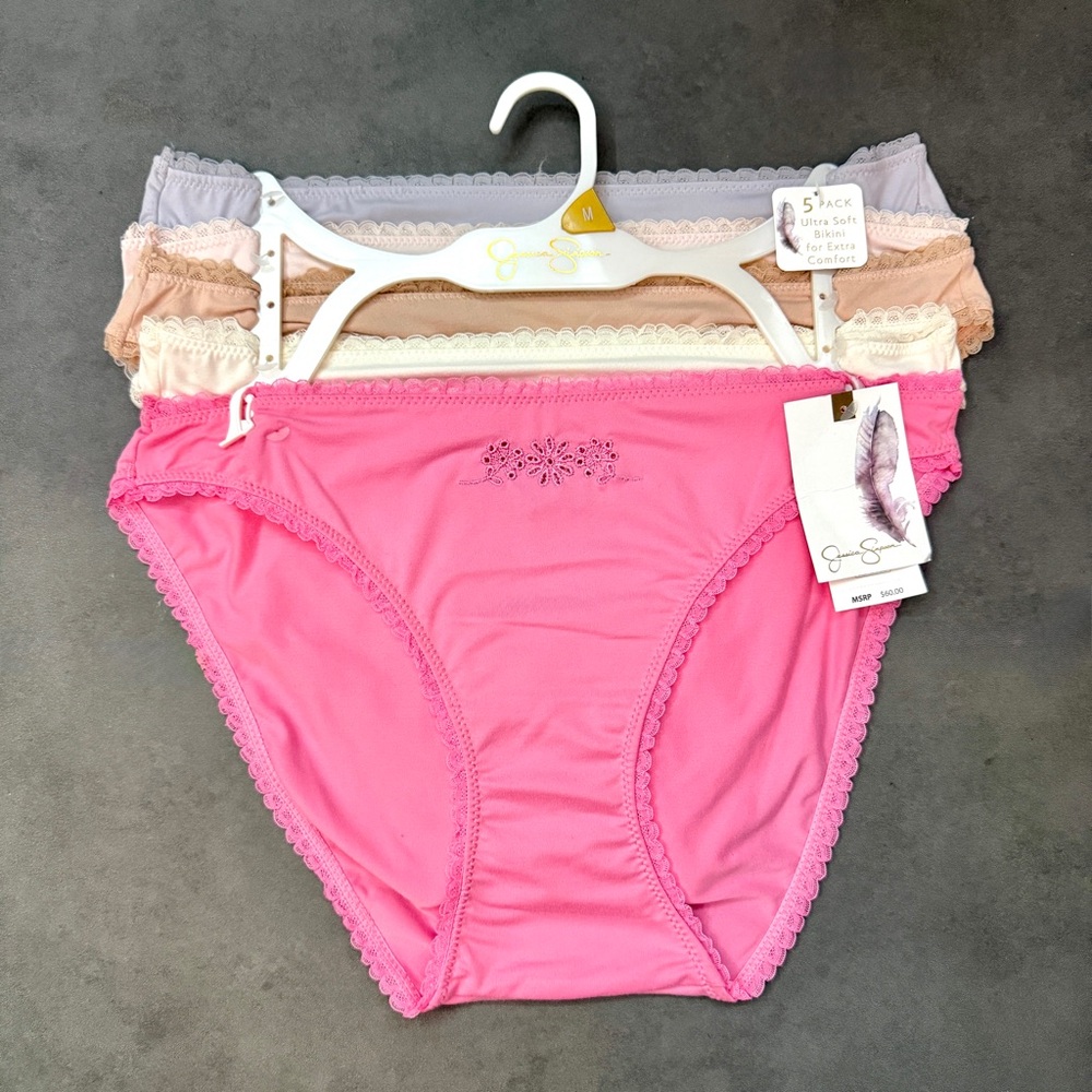 Jessica Simpson Lace Trim‎ Ultra Soft Bikini Fit Panties Set of Five